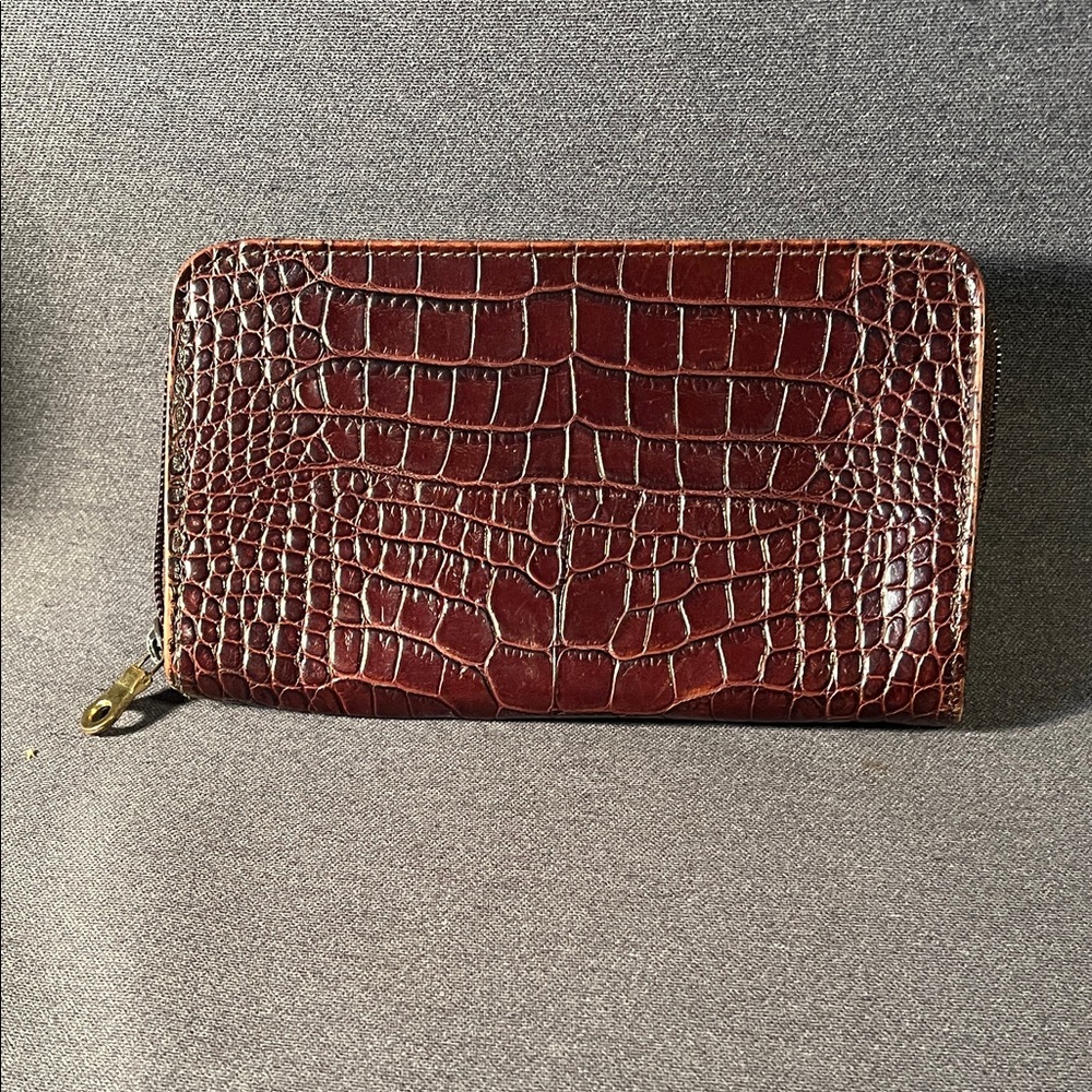 Cole Haan Vintage Brown Croc-Embossed Wallet